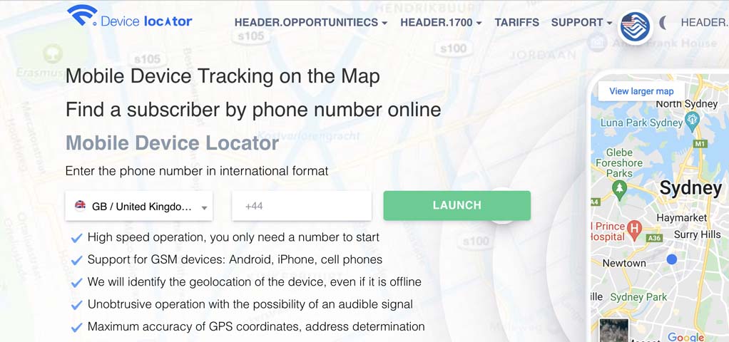 Aplicación para buscar y encontrar teléfonos en los mapas | Device-Locator
